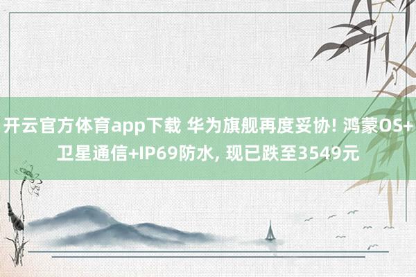 开云官方体育app下载 华为旗舰再度妥协! 鸿蒙OS+卫星通信+IP69防水, 现已跌至3549元