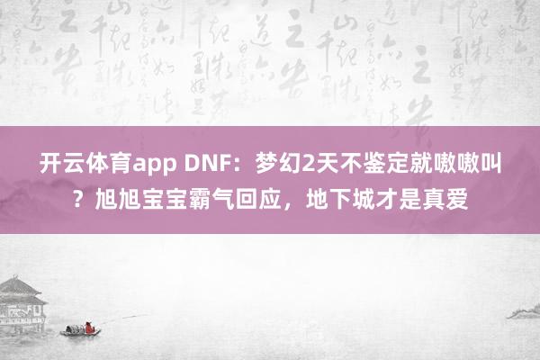 开云体育app DNF：梦幻2天不鉴定就嗷嗷叫？旭旭宝宝霸气回应，地下城才是真爱