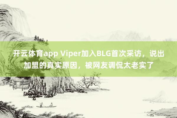 开云体育app Viper加入BLG首次采访，说出加盟的真实原因，被网友调侃太老实了