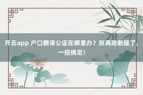 开云app 户口翻译公证在哪里办？别再跑断腿了，一招搞定！
