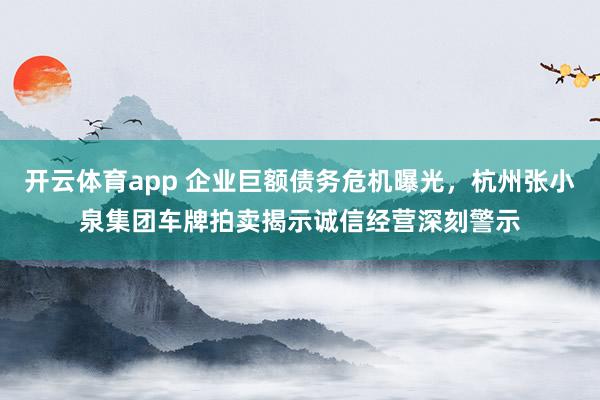 开云体育app 企业巨额债务危机曝光，杭州张小泉集团车牌拍卖揭示诚信经营深刻警示