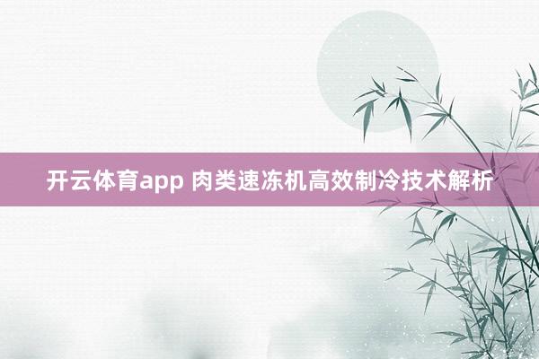 开云体育app 肉类速冻机高效制冷技术解析