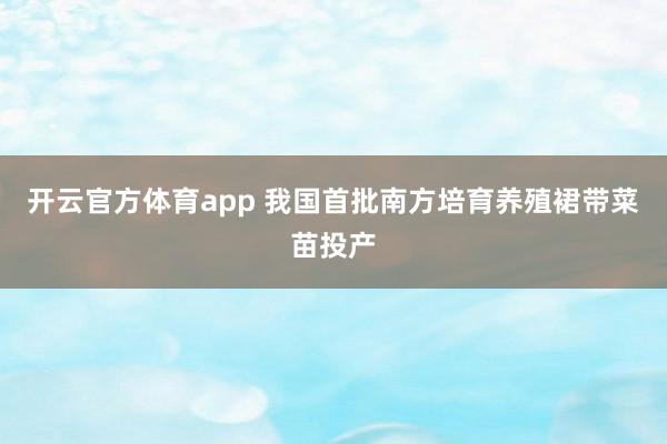 开云官方体育app 我国首批南方培育养殖裙带菜苗投产