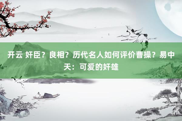 开云 奸臣?良相?历代名人如何评价曹操?易中天:可爱的奸雄