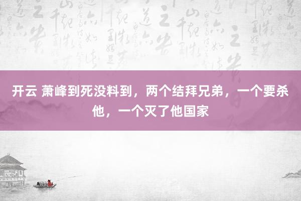 开云 萧峰到死没料到,两个结拜兄弟,一个要杀他,一个灭了他国家