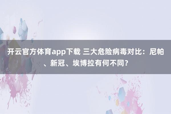 开云官方体育app下载 三大危险病毒对比:尼帕、新冠、埃博拉有何不同?
