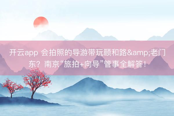 开云app 会拍照的导游带玩颐和路&老门东?南京“旅拍+向导”管事全解答!