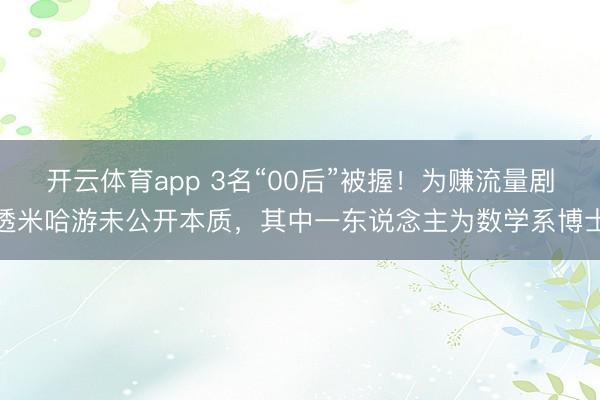 开云体育app 3名“00后”被握!为赚流量剧透米哈游未公开本质,其中一东说念主为数学系博士